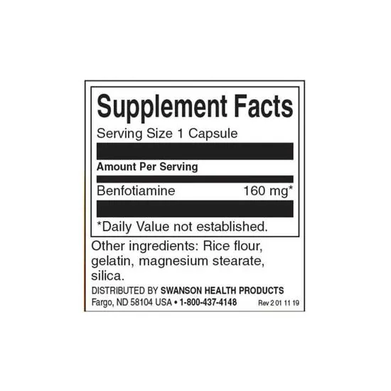 Swanson Benfotiamine 160mg Capsules 60 Capsules