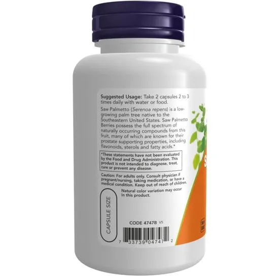 NOW Foods Saw Palmetto Berries 550mg Capsules 100 Capsules