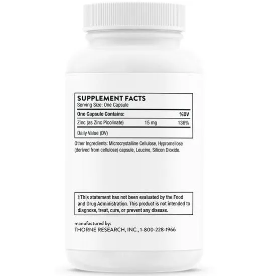 Thorne Zinc Picolinate 15mg Capsules 60 Capsules
