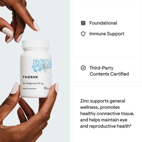 Thorne Zinc Bisglycinate 30mg Capsules 60 Capsules