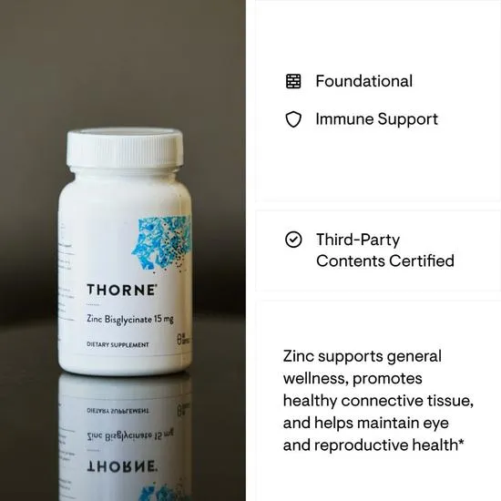 Thorne Zinc Bisglycinate 15mg Capsules 60 Capsules