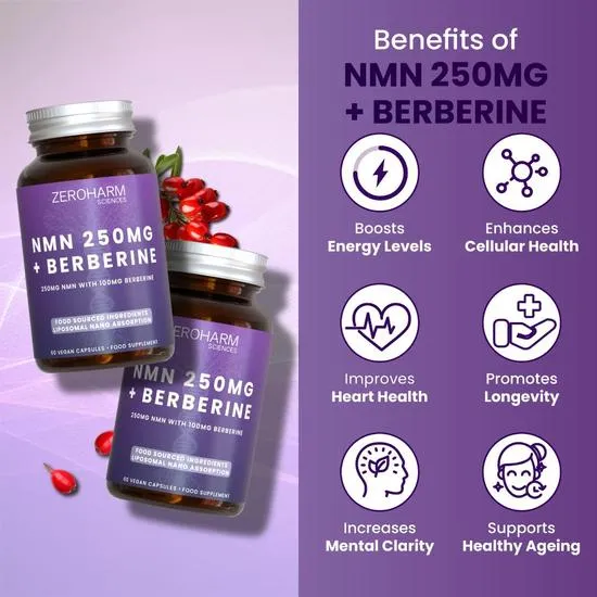 ZeroHarm Liposomal NMN 250mg + Berberine Capsules 60 Capsules