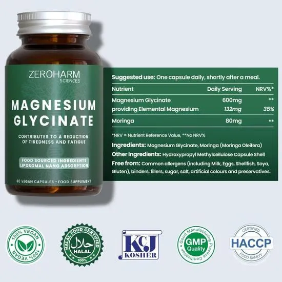 ZeroHarm Liposomal Magnesium Glycinate 600mg Capsules 60 Capsules