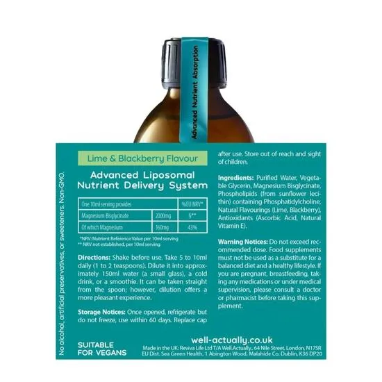 Well Actually Liposomal Magnesium Bisglycinate 160mg 250ml