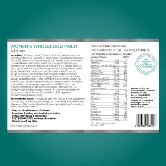 Cytoplan Women's Wholefood Multi With Iron Capsules 60 Capsules