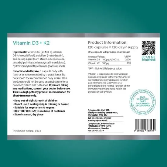 Cytoplan Vitamin K2 & Vitamin D3 Capsules 60 Capsules