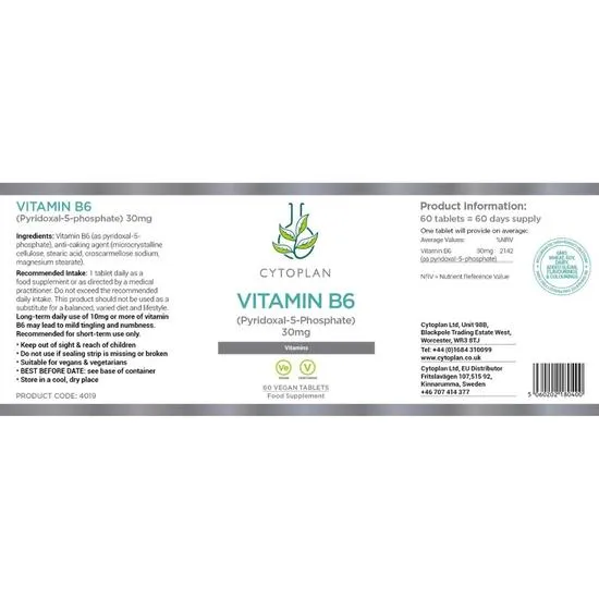 Cytoplan Vitamin B6 As P5p 30mg Tablets 60 Tablets