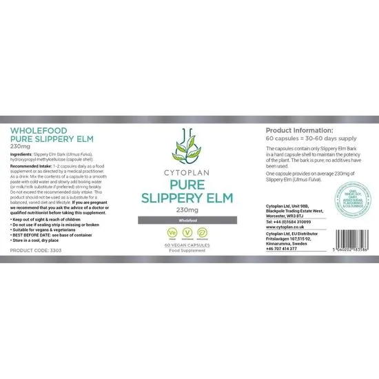 Cytoplan Slippery Elm Wholefood 230mg Capsules 60 Capsules