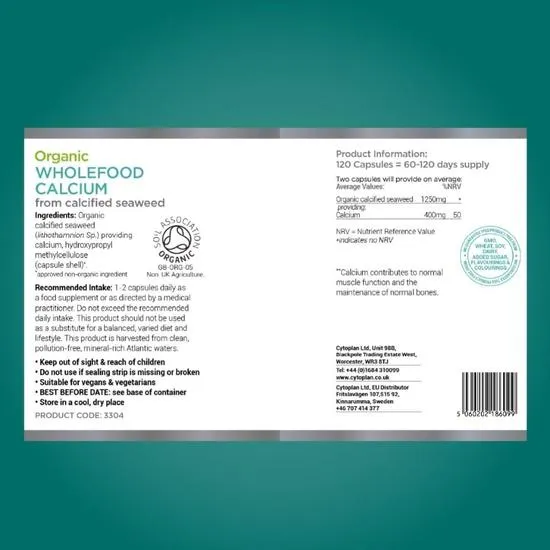 Cytoplan Organic Wholefood Calcium Capsules 120 Capsules