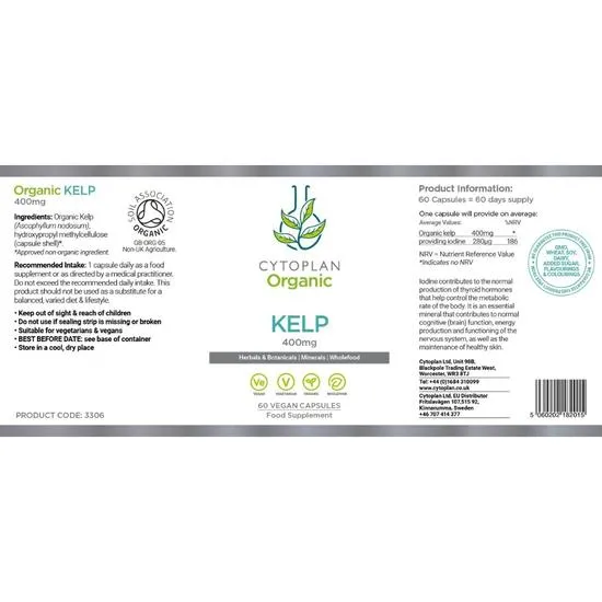 Cytoplan Organic Kelp 400mg 60 Capsules