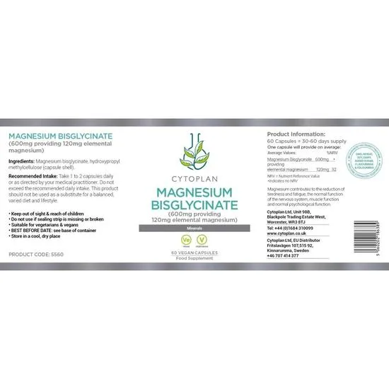 Cytoplan Magnesium Bisglycinate Capsules 60 Capsules