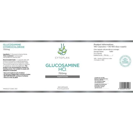 Cytoplan Glucosamine HCL 750mg Capsules 180 Capsules