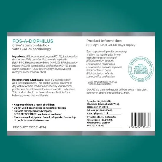 Cytoplan FOS-a-dophilus With GUARD Capsules 60 Capsules