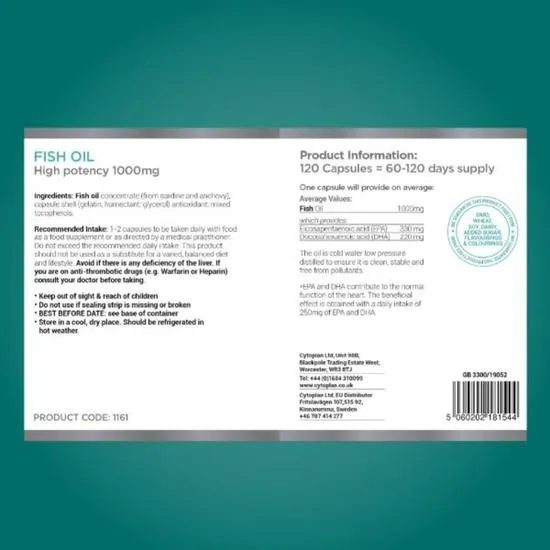 Cytoplan Fish Oil High Potency Omega 3 EPA/DHA Capsules 60 Capsules