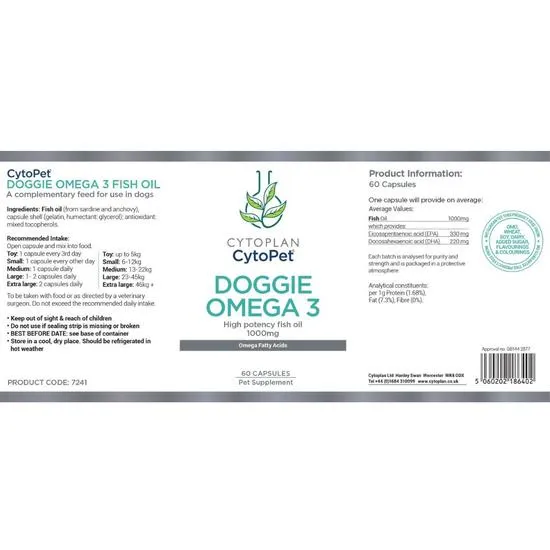 Cytoplan CytoPet Doggie Omega 3 Fish Oil Capsules 60 Capsules