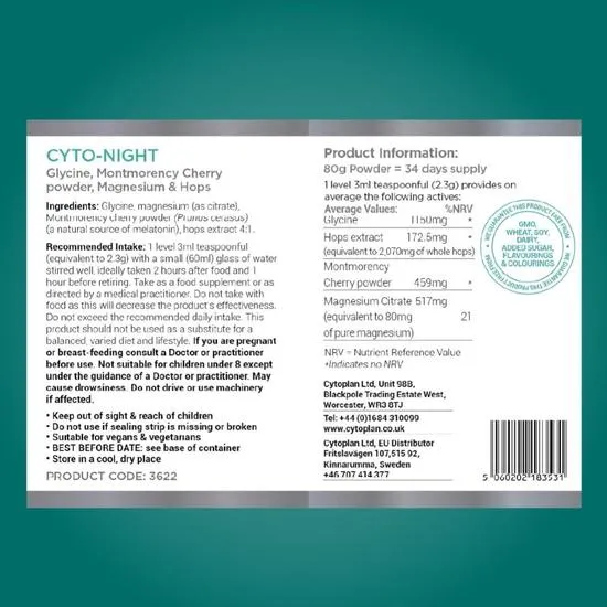 Cytoplan Cyto-Night Vegan Powder 80g