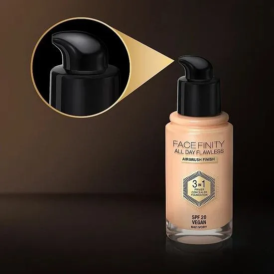 Max Factor Facefinity All Day Flawless 3 In 1 Primer Concealer Foundation 30 ml / 100 Sun Tan
