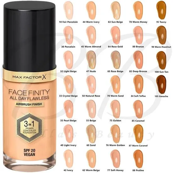 Max Factor Facefinity All Day Flawless 3 In 1 Primer Concealer Foundation 30 ml / 100 Sun Tan
