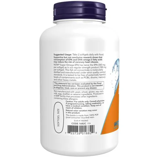 NOW Foods Super Omega EPA Molecularly Distilled Softgels 120 Softgels