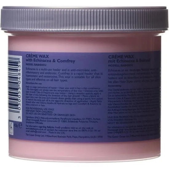 BaByliss Satin Smooth Creme Wax With Echinacea & Comfrey 425g