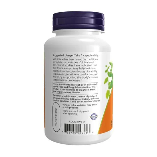 NOW Foods Milk Thistle Extract 750mg Maximum Strength Capsules 90 Capsules