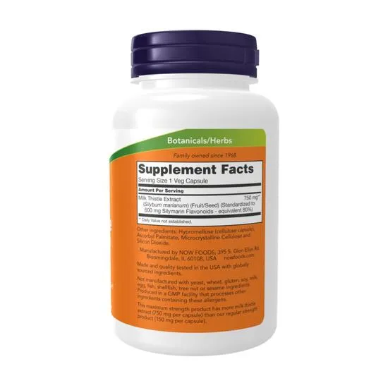 NOW Foods Milk Thistle Extract 750mg Maximum Strength Capsules 90 Capsules