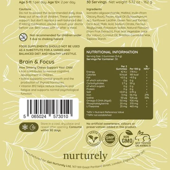 Nurturely Smarty Chews Gummies 60 Gummies