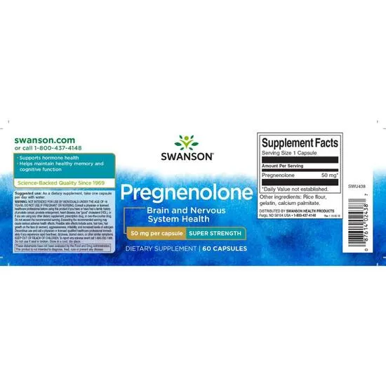 Swanson Pregnenolone 50mg Super-Strength Capsules 60 Capsules