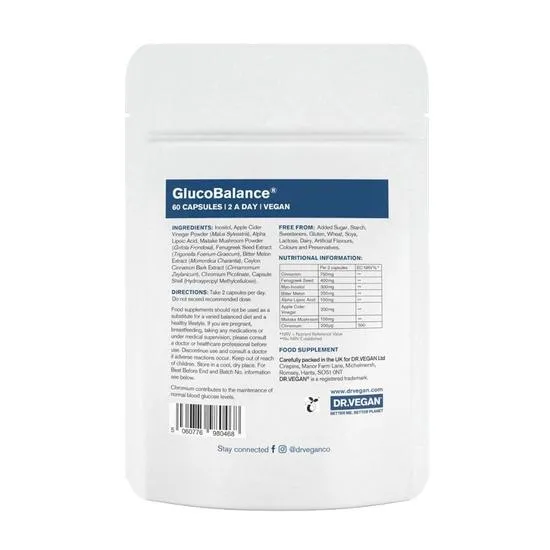 Dr Vegan GlucoBalance Advanced Blood Sugar Control Capsules 60 Capsules