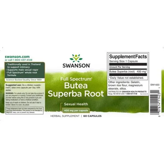 Swanson Full Spectrum Butea Superba Root 400mg Capsules 60 Capsules