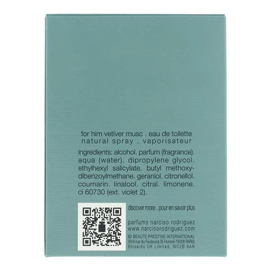 Narciso Rodriguez For Him Vetiver Musc Eau De Toilette 50ml