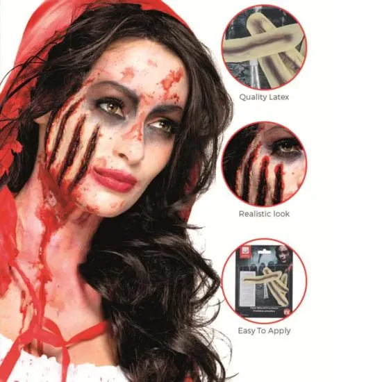 Smiffys Make-Up FX Latex Claw Wound Scar Red