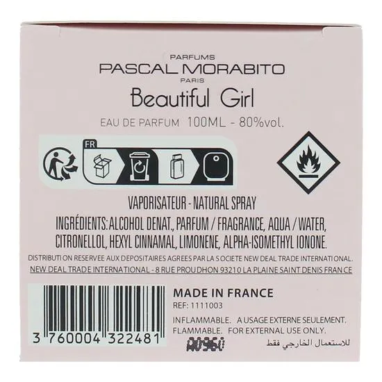 Pascal Morabito Beautiful Girl Eau De Parfum 100ml