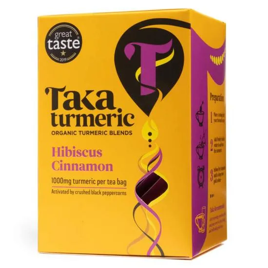 Taka Turmeric Organic Hibiscus Cinnamon Turmeric Tea Bags 60