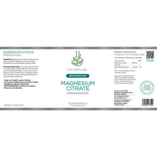 Cytoplan Magnesium Citrate Capsules 120 Capsules