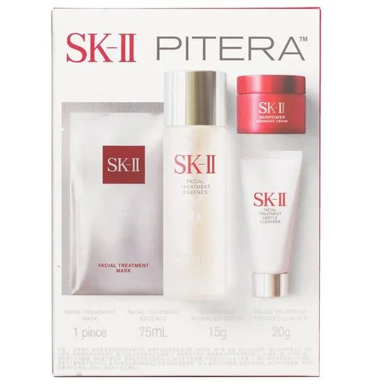 SK-II Best Seller Trial Kit: Facial Treatment Ess. 75ml+Facial Treatment Cleanser 20g+SKINPOWER Advanced Cream 15g+ F.T Mask 1pcs 4pcs