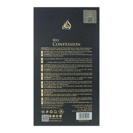 Lattafa His Confession Eau De Parfum 100ml