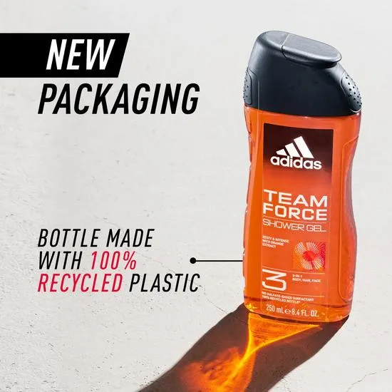 Adidas Team Force 3-in-1 Shower Gel With Orange Extract 250ml