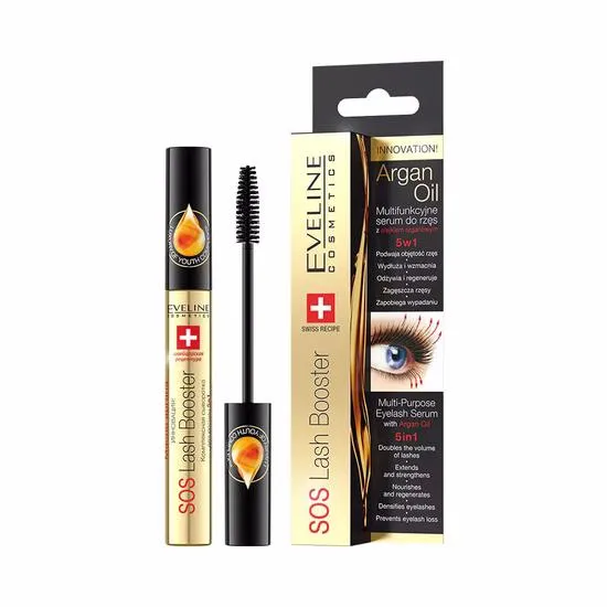 Eveline SOS Lash Booster 5 In 1 Multi Purpose Argan Oil Eyelash Serum 10ml