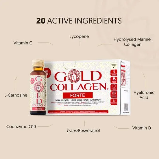 Gold Collagen Forte Extra Strength Liquid Skin & Health Supplement For Ages 40+ 10 x 50ml