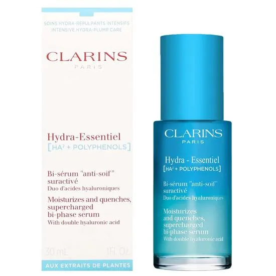 Clarins Hydra Essentiel Moisturises & Quenches, SuperCharged Bi Phase Serum 30ml