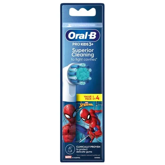 Oral B Kids Spiderman Toothbrush Heads Pack of 4