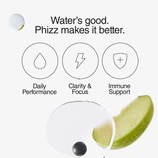 Phizz 3-in-1 Apple & Blackcurrant Hydration, Electrolytes & Vitamin Tablets 60 Effervescent Tablets