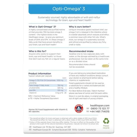 Healthspan Opti-Omega 3 Capsules x 60