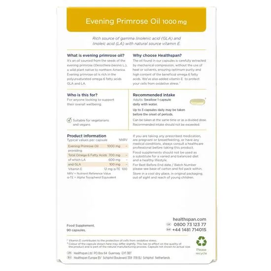 Healthspan Evening Primrose Oil 1000mg Capsules 90 Capsules
