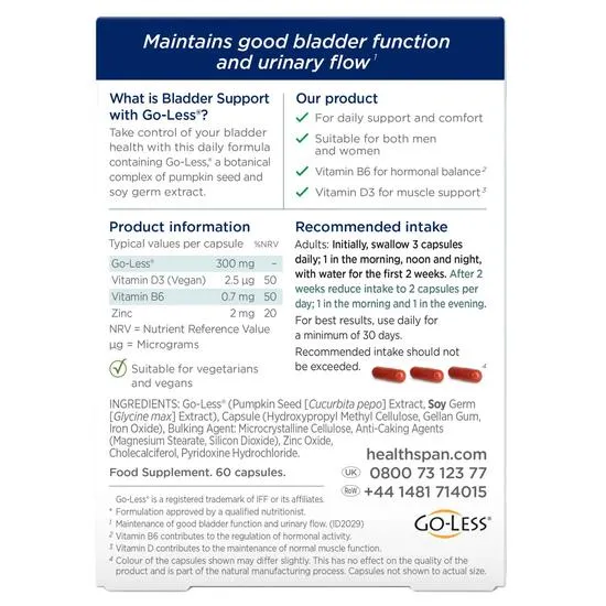 Healthspan Bladder Support With Go-Less Capsules x 60