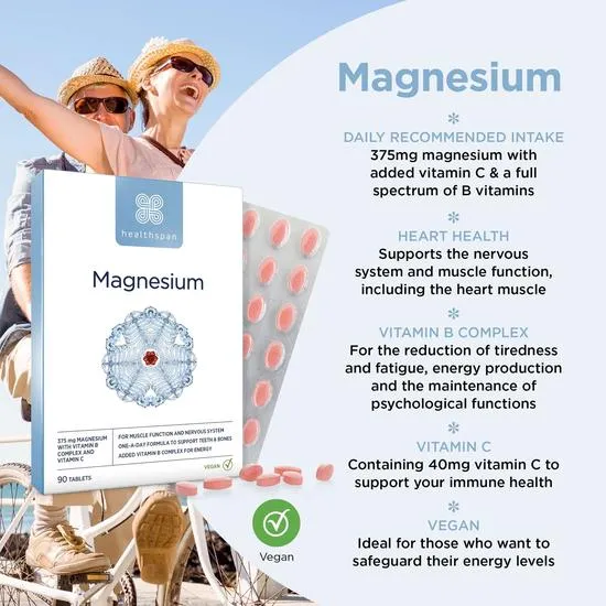Healthspan 375mg Magnesium Tablets 90 Tablets