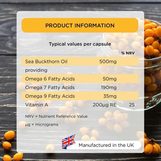 Healthspan Omega 7 Sea Buckthorn Oil Capsules 60 Capsules
