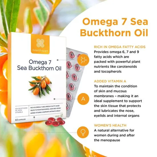 Healthspan Omega 7 Sea Buckthorn Oil Capsules 60 Capsules