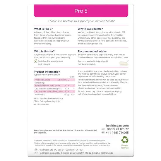 Healthspan Pro 5 Capsules 60 Capsules